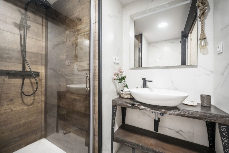 Rain Shower Head in a Minimalist Bathroom